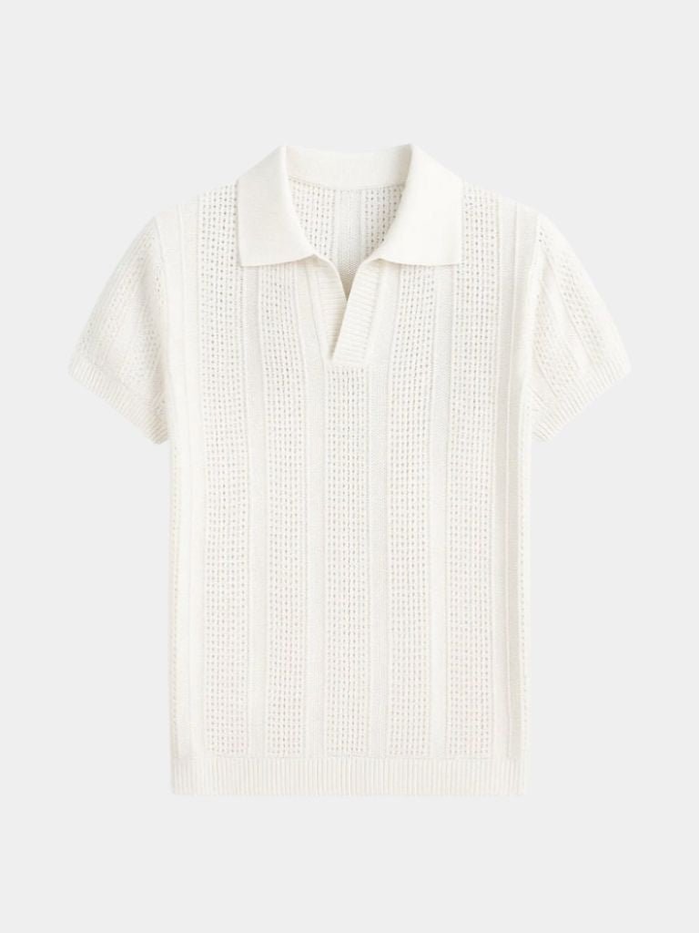 Nicolaas | Crèmekleurige polo met structuur