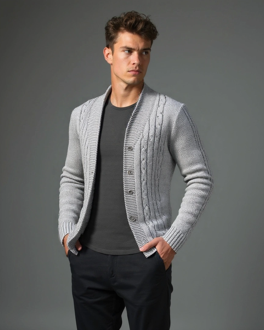 Pepijn | Olijfgroen kabelgebreid vest