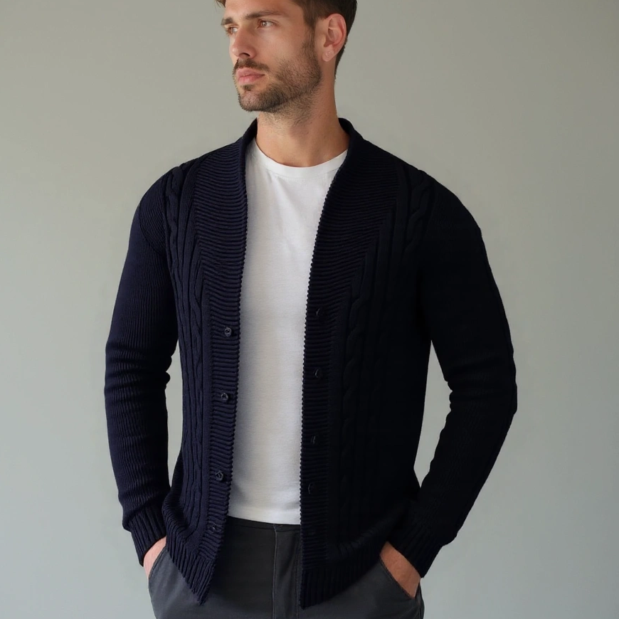 Pepijn | Olijfgroen kabelgebreid vest