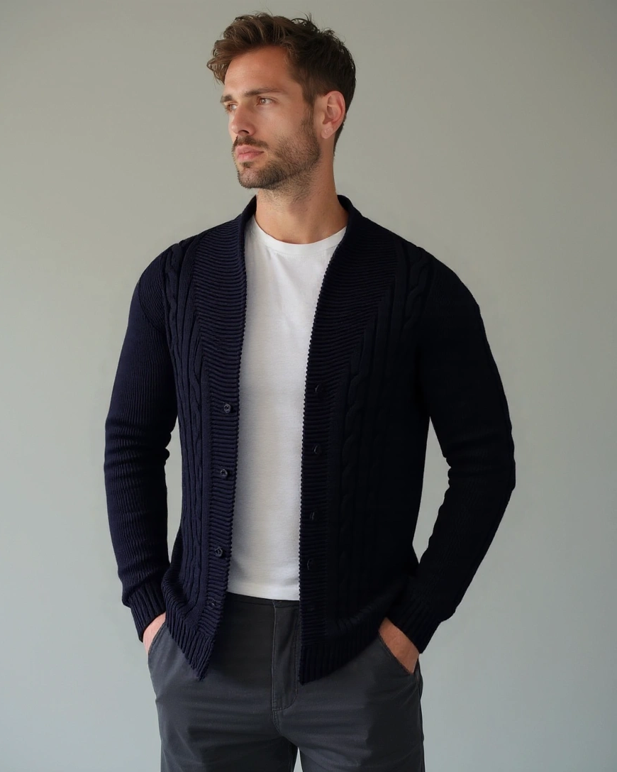Pepijn | Olijfgroen kabelgebreid vest