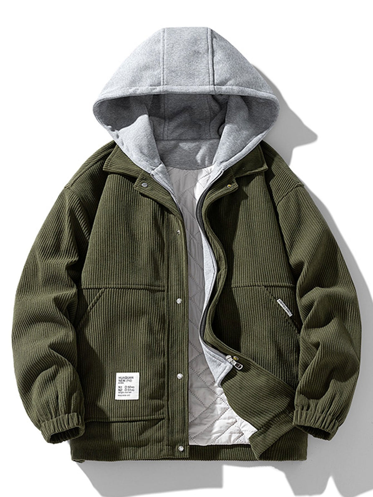 Noah | Gewatteerde corduroy jas met capuchon