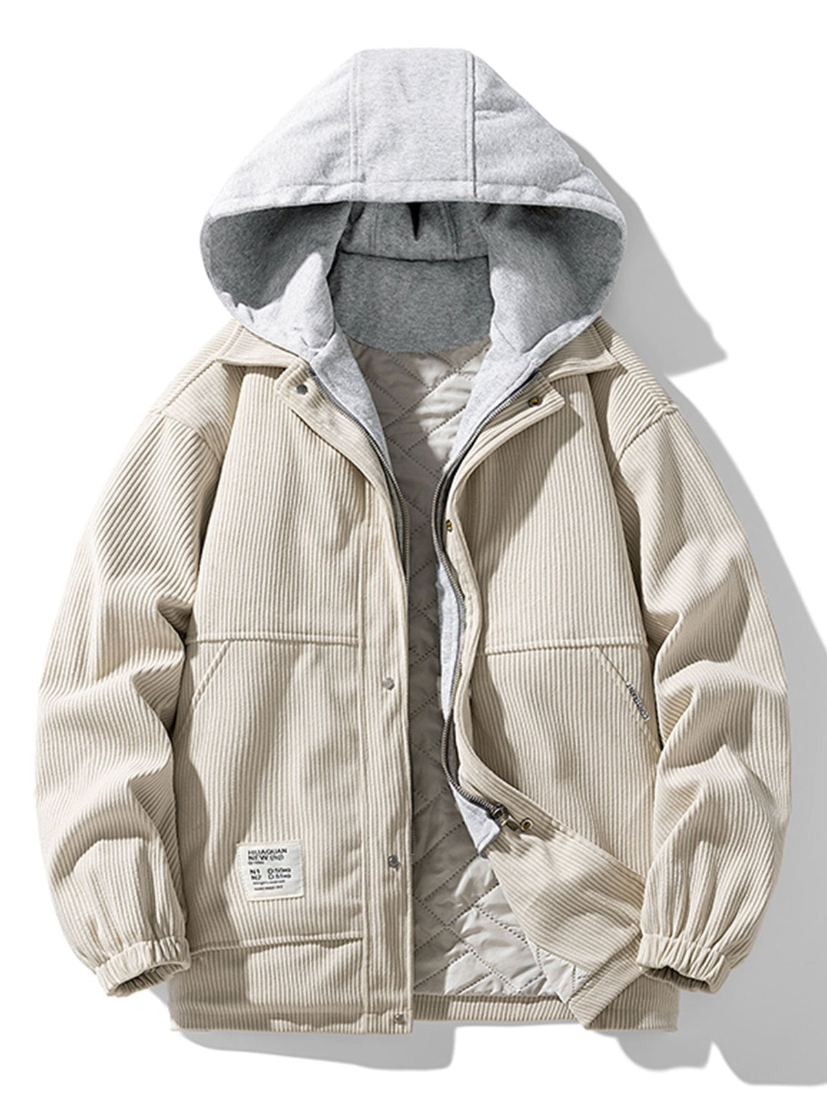Noah | Gewatteerde corduroy jas met capuchon