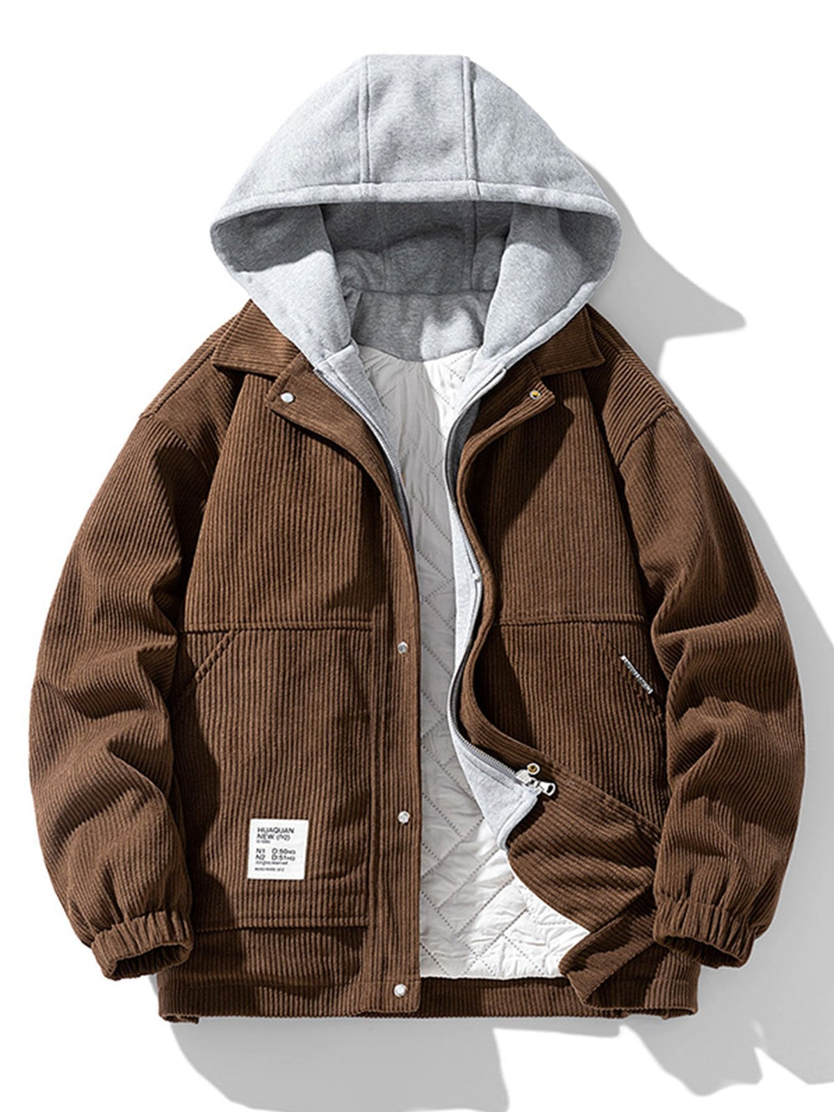 Noah | Gewatteerde corduroy jas met capuchon
