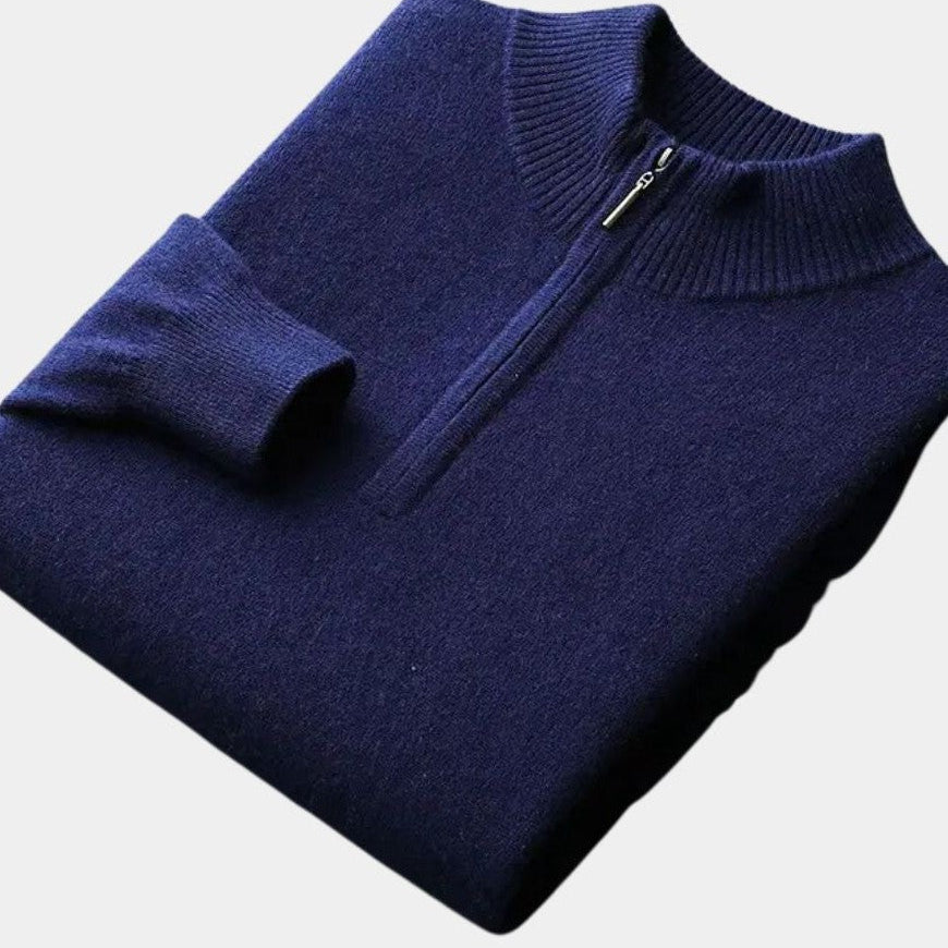 Remmelt | Crèmekleurige trui met halve rits