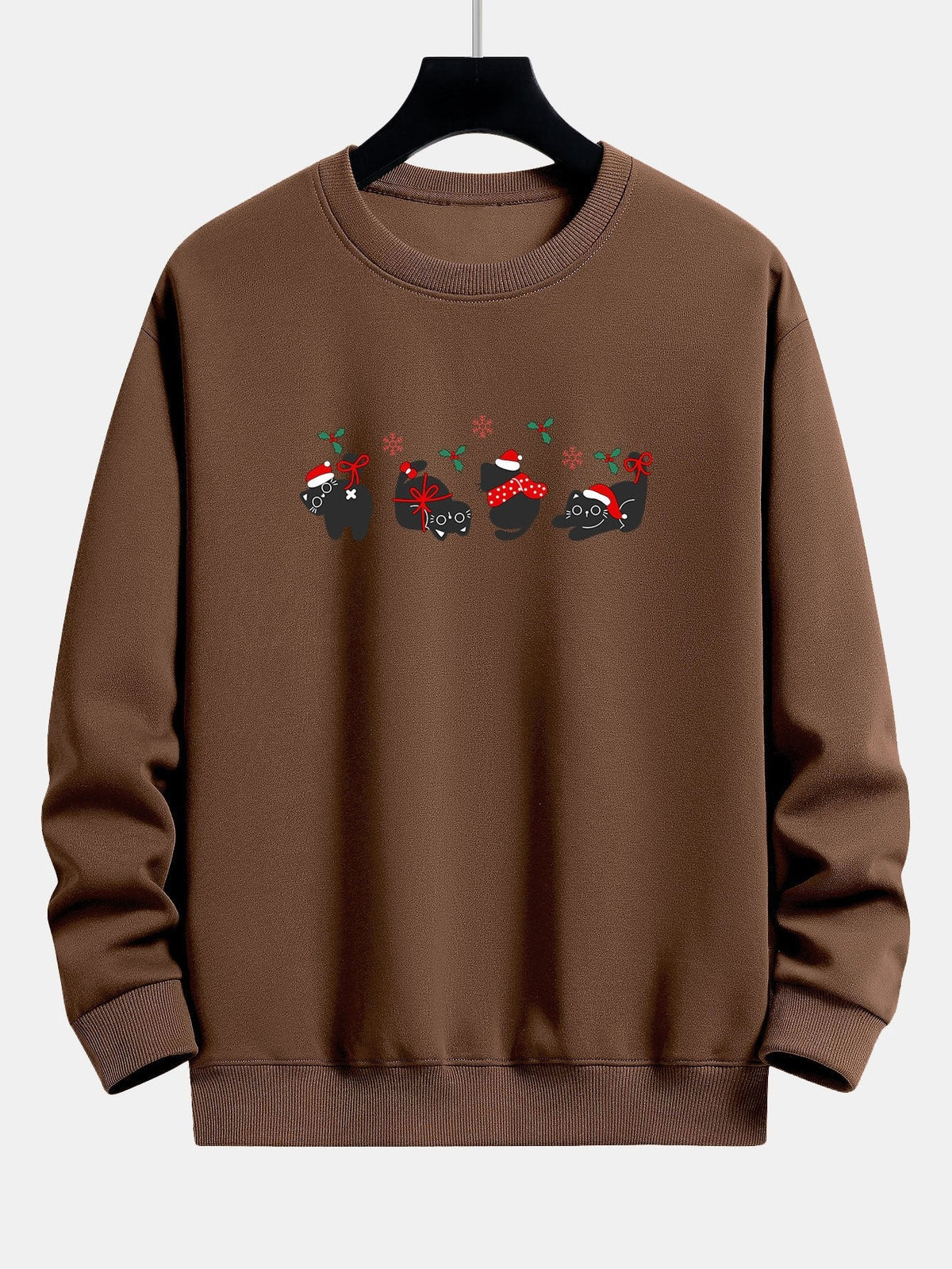 Oscar | Kerstsweater met zwarte kattenprint en relaxte pasvorm