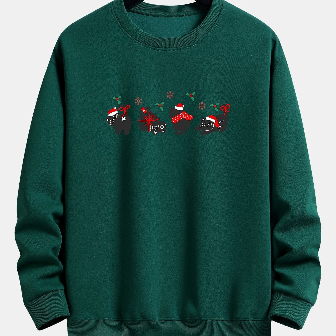 Oscar | Kerstsweater met zwarte kattenprint en relaxte pasvorm