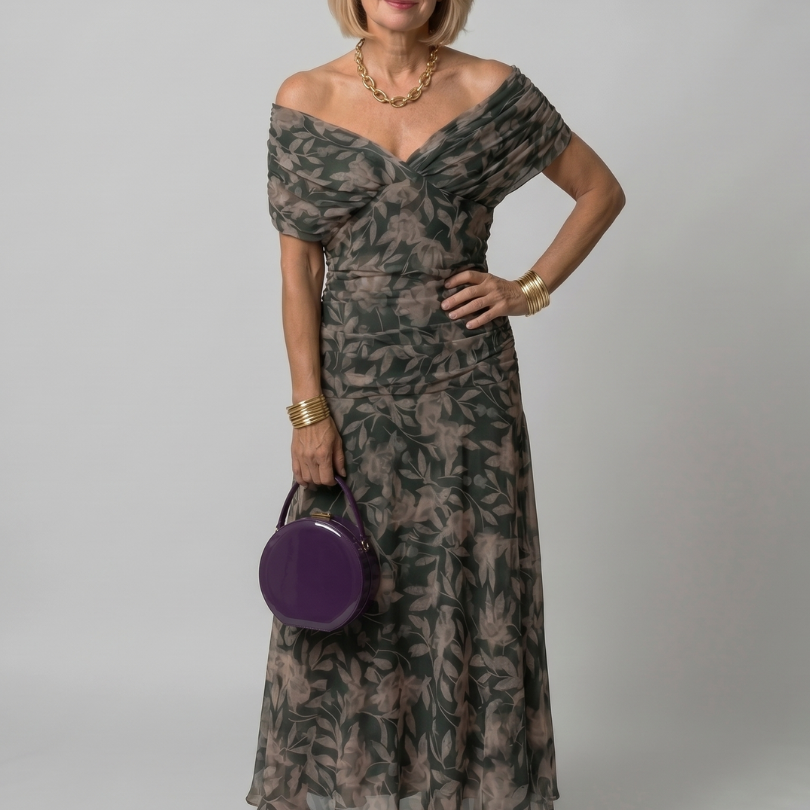 Patricia | Midi-jurk met bloemenprint in paars