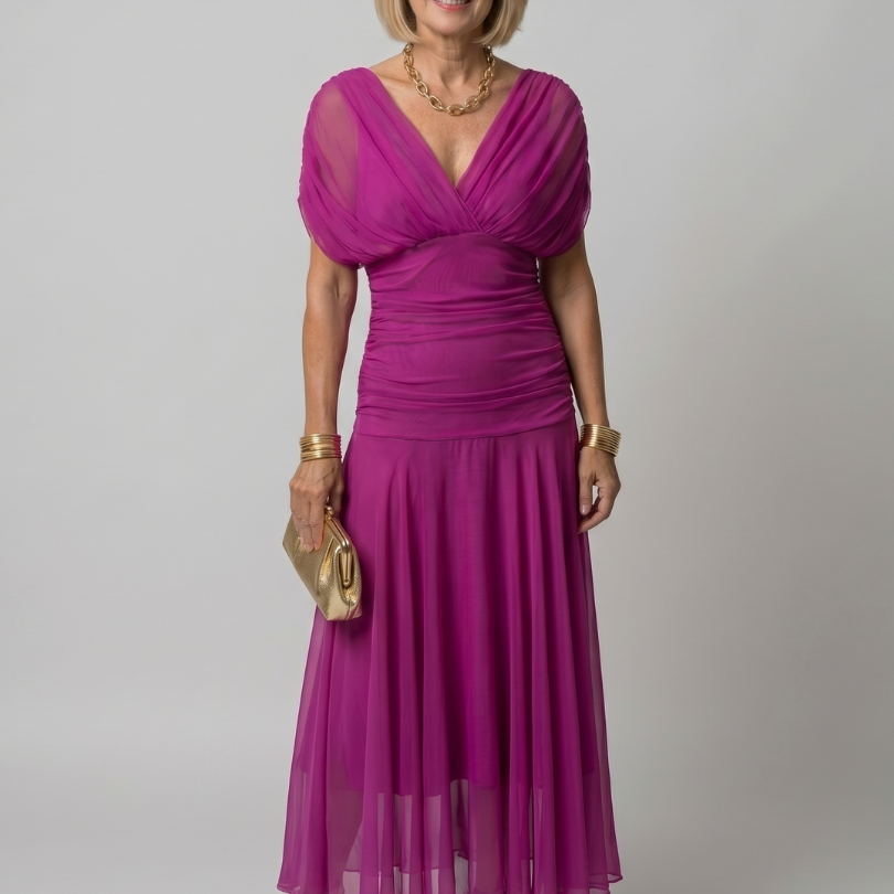 Patricia | Midi-jurk met bloemenprint in paars