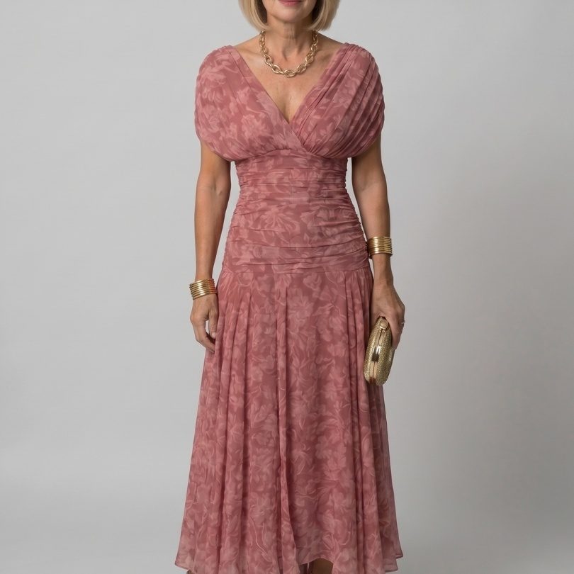 Patricia | Midi-jurk met bloemenprint in paars