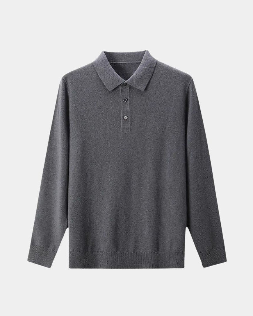 Rienk | Grijs poloshirt met lange mouwen