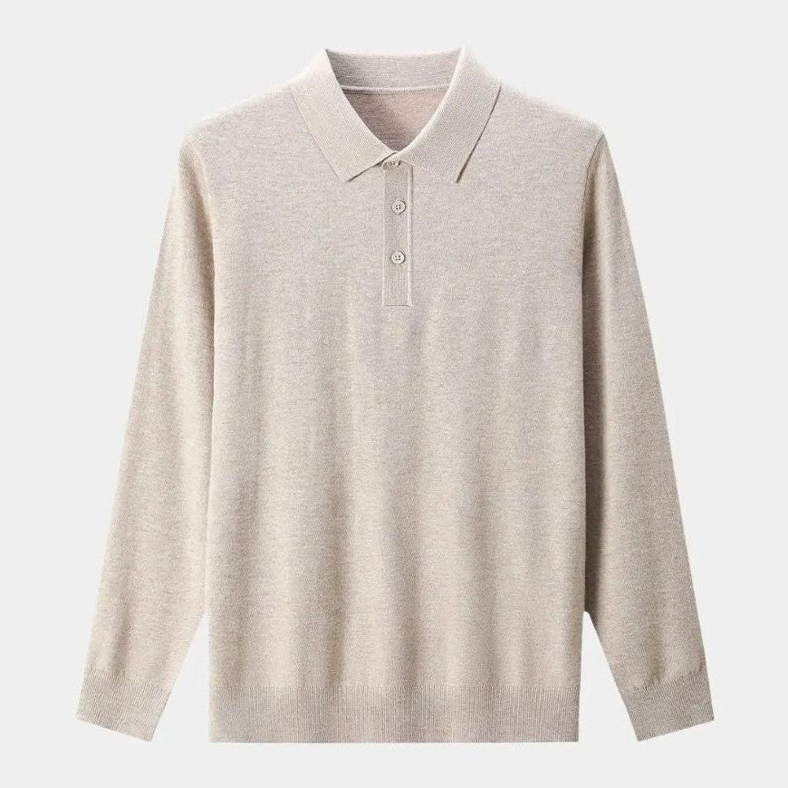 Rienk | Grijs poloshirt met lange mouwen