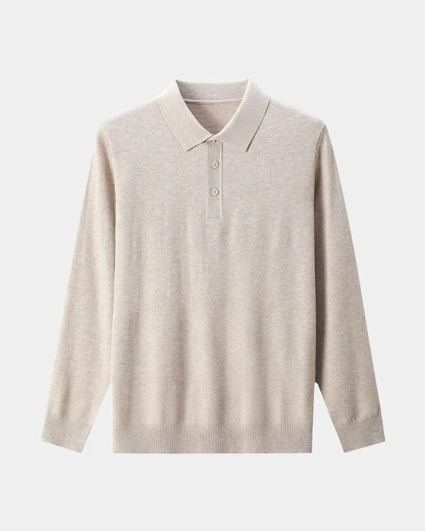 Rienk | Grijs poloshirt met lange mouwen