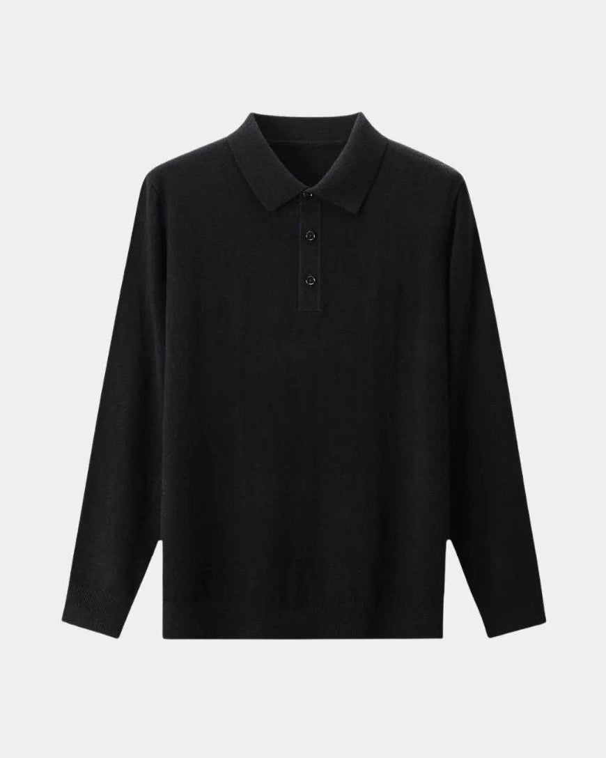 Rienk | Grijs poloshirt met lange mouwen