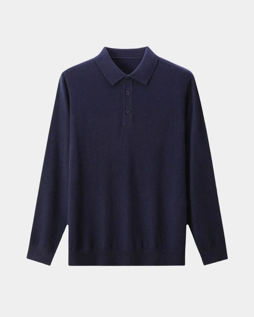 Rienk | Grijs poloshirt met lange mouwen