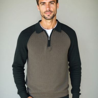 Roelf | Taupe raglantrui met halve rits