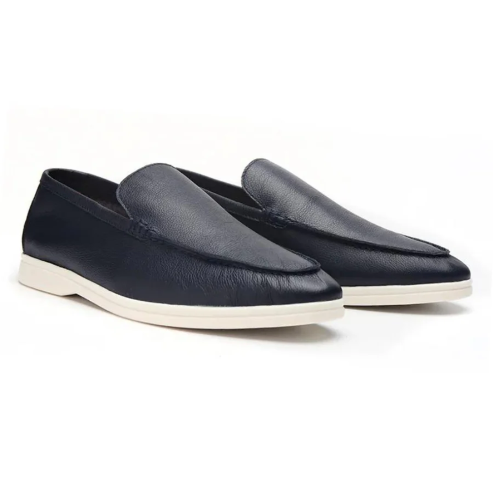Piet | Leren loafers met structuur