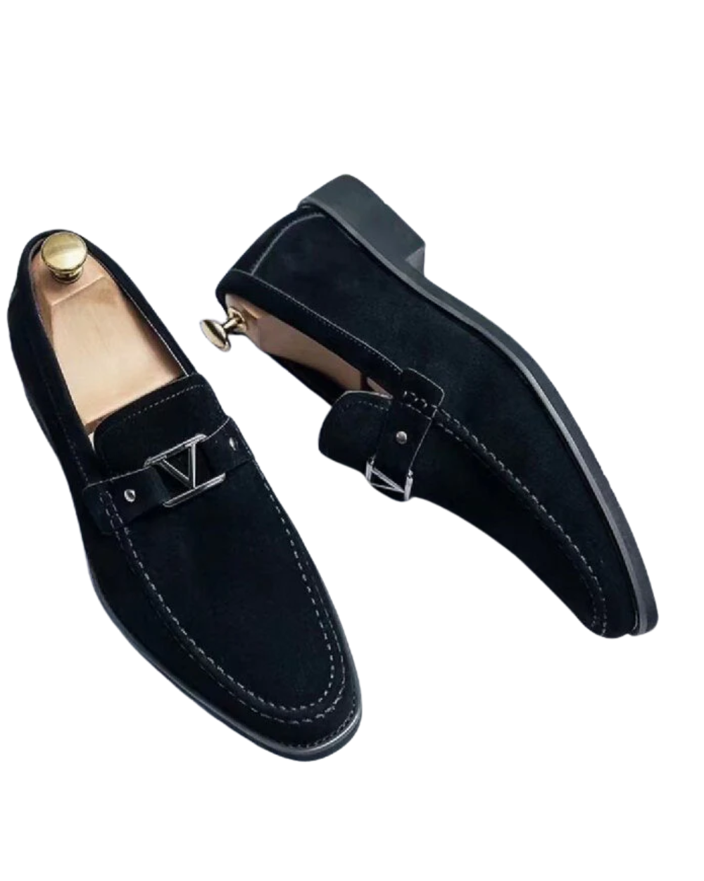 Reinder | Suède loafers met gesp