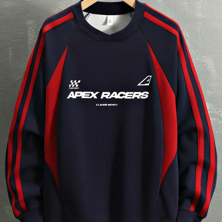 Remco | Oversized racesweater met tekstopdruk en kleurvlakken