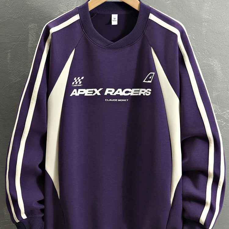 Remco | Oversized racesweater met tekstopdruk en kleurvlakken