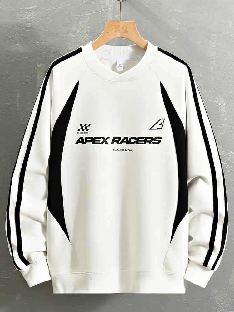 Remco | Oversized racesweater met tekstopdruk en kleurvlakken