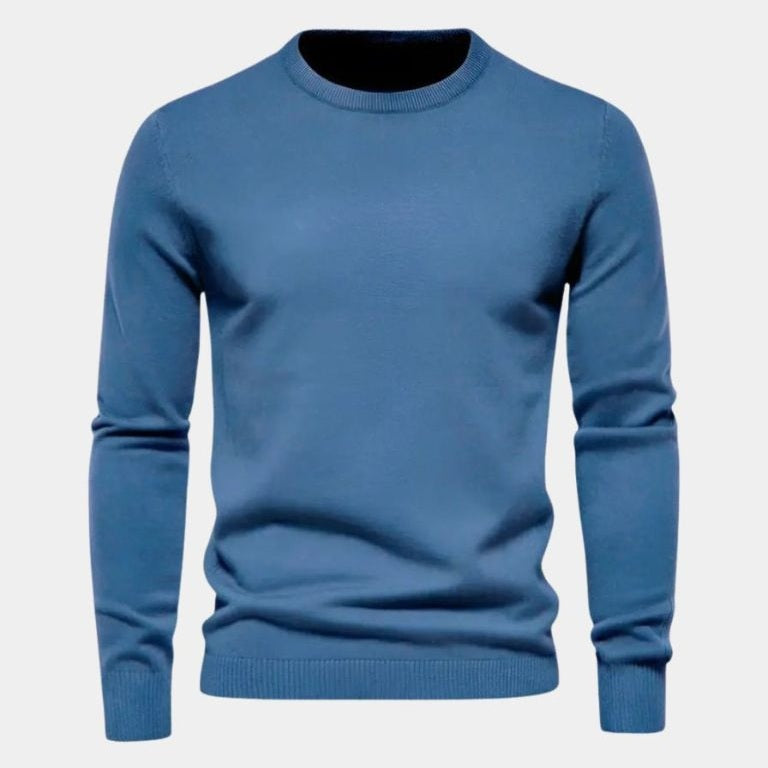 Oebele | Blauwe trui met ronde hals