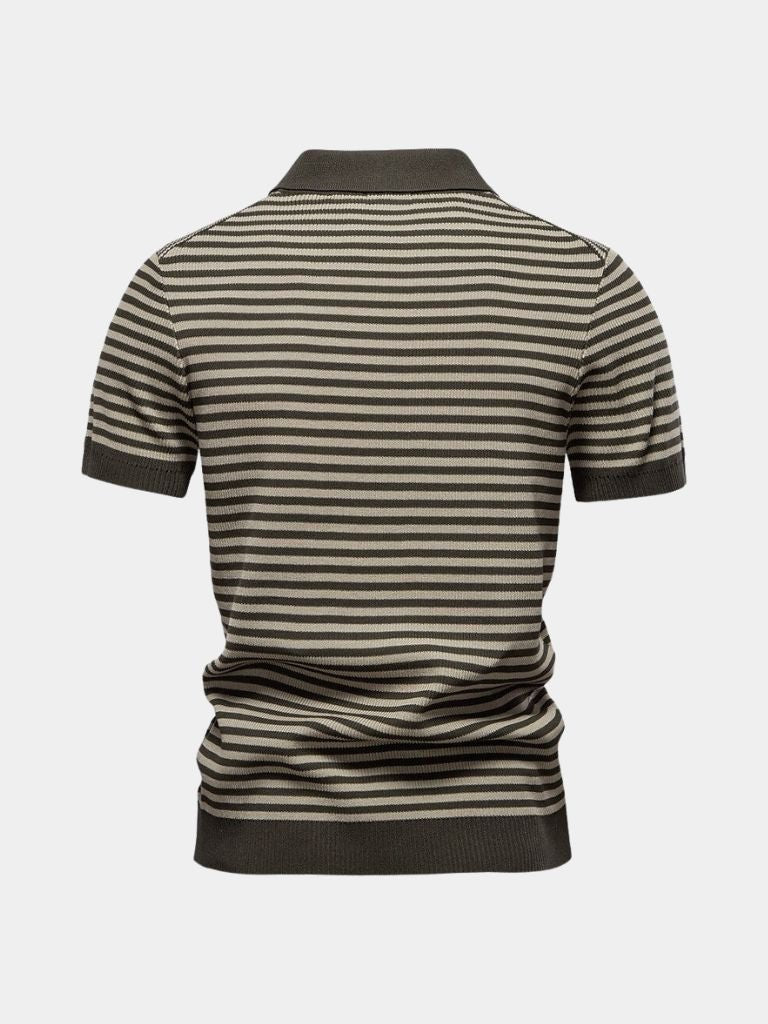Richard | Gestreepte polo in marineblauw