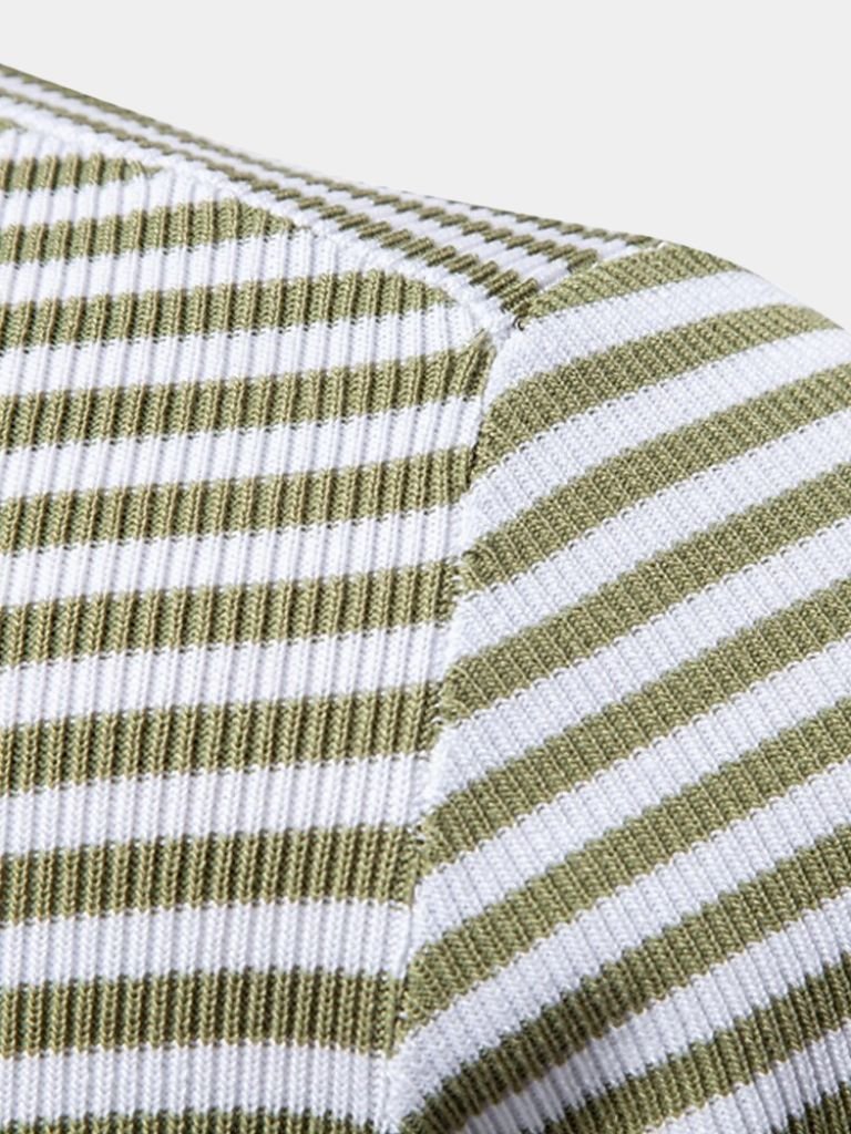 Richard | Gestreepte polo in marineblauw