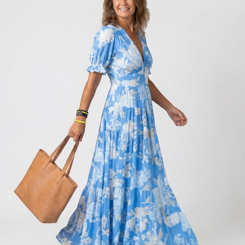 Rina | Maxi-jurk met bloemenprint in roze