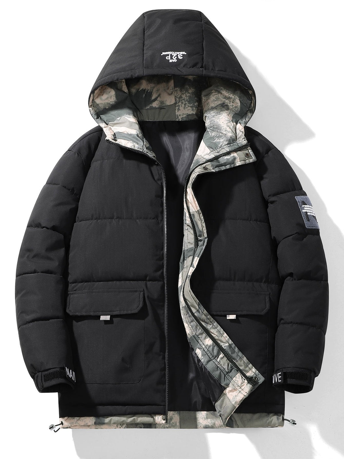 Robert | Puffer jas met camouflagevoering