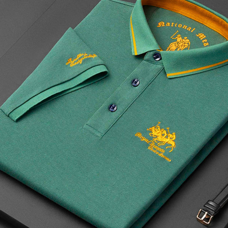 Rogier | Marineblauwe polo met clubstrepen