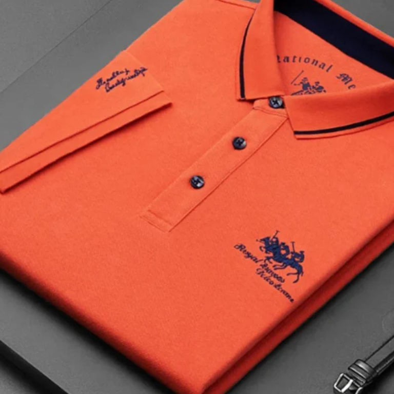 Rogier | Marineblauwe polo met clubstrepen