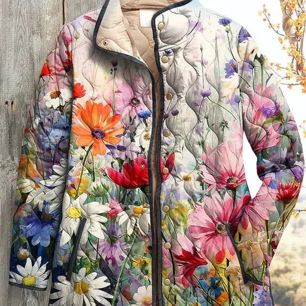 Roosmarijn | Gewatteerde jas met kleurrijke veldbloemen