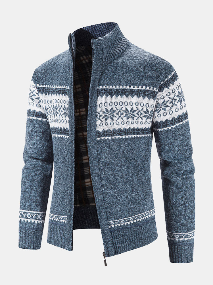 Rutger | Trui met geometrisch patroon en rits