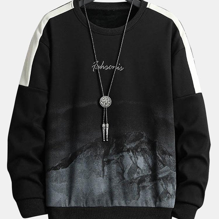 Sam | Sweater met bergprint en ronde hals