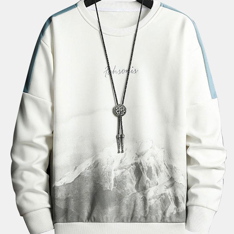 Sam | Sweater met bergprint en ronde hals