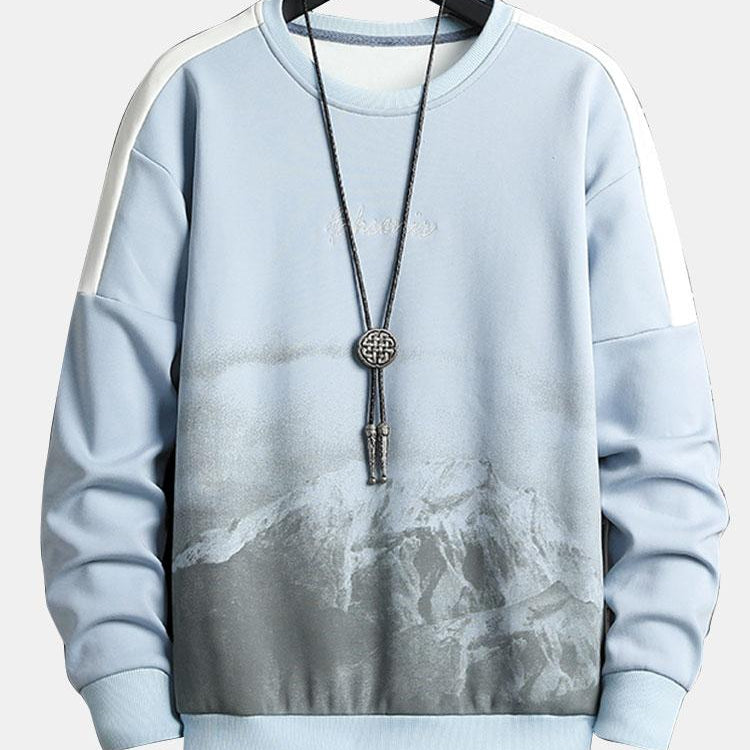 Sam | Sweater met bergprint en ronde hals