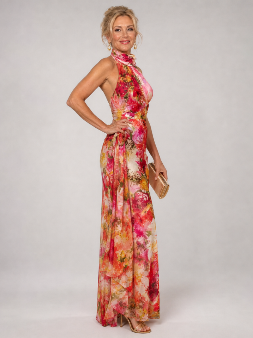 Sandra | Maxi-jurk met bloemenprint in rood
