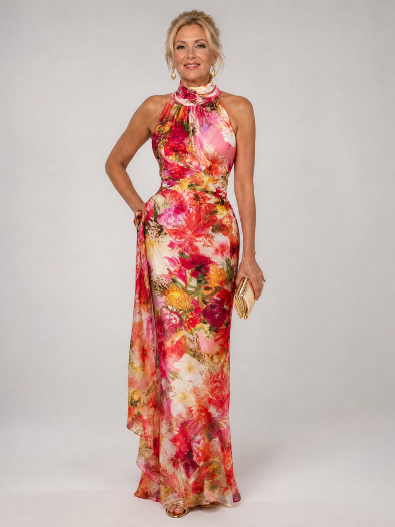 Sandra | Maxi-jurk met bloemenprint in rood