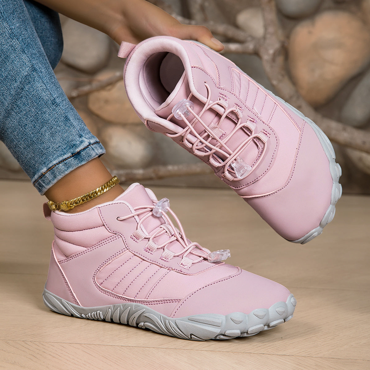 Sanne | Barefoot enkellaars zonder veters met brede teenbox