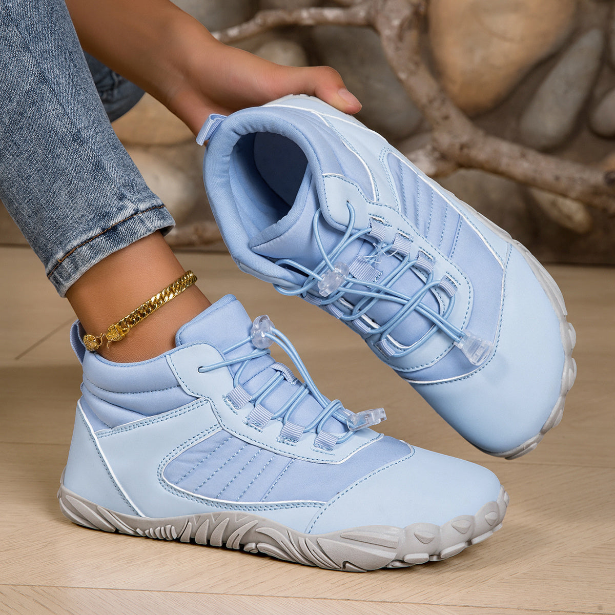 Sanne | Barefoot enkellaars zonder veters met brede teenbox