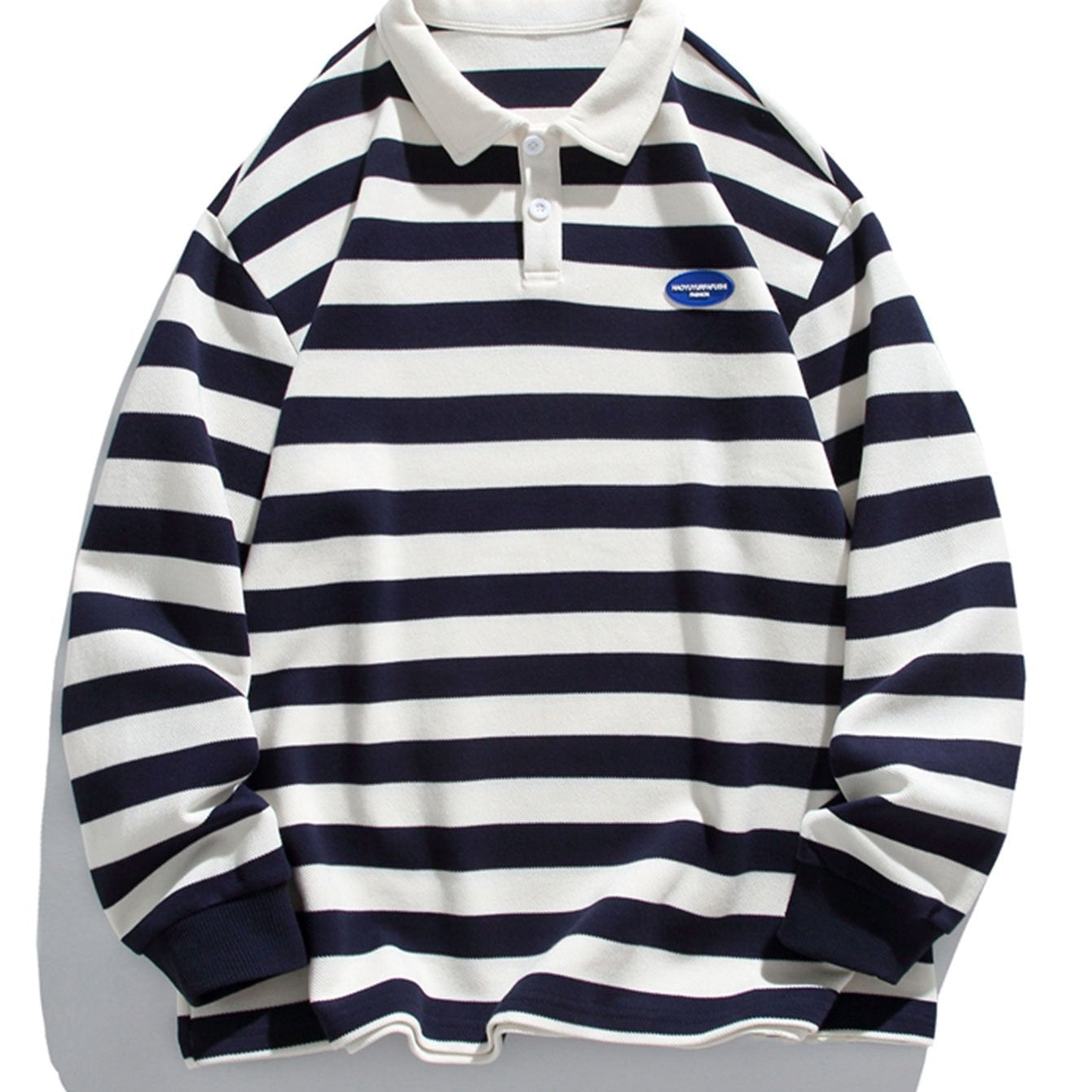 Sebastiaan | Gestreepte polosweater met wafelstructuur en relaxte pasvorm