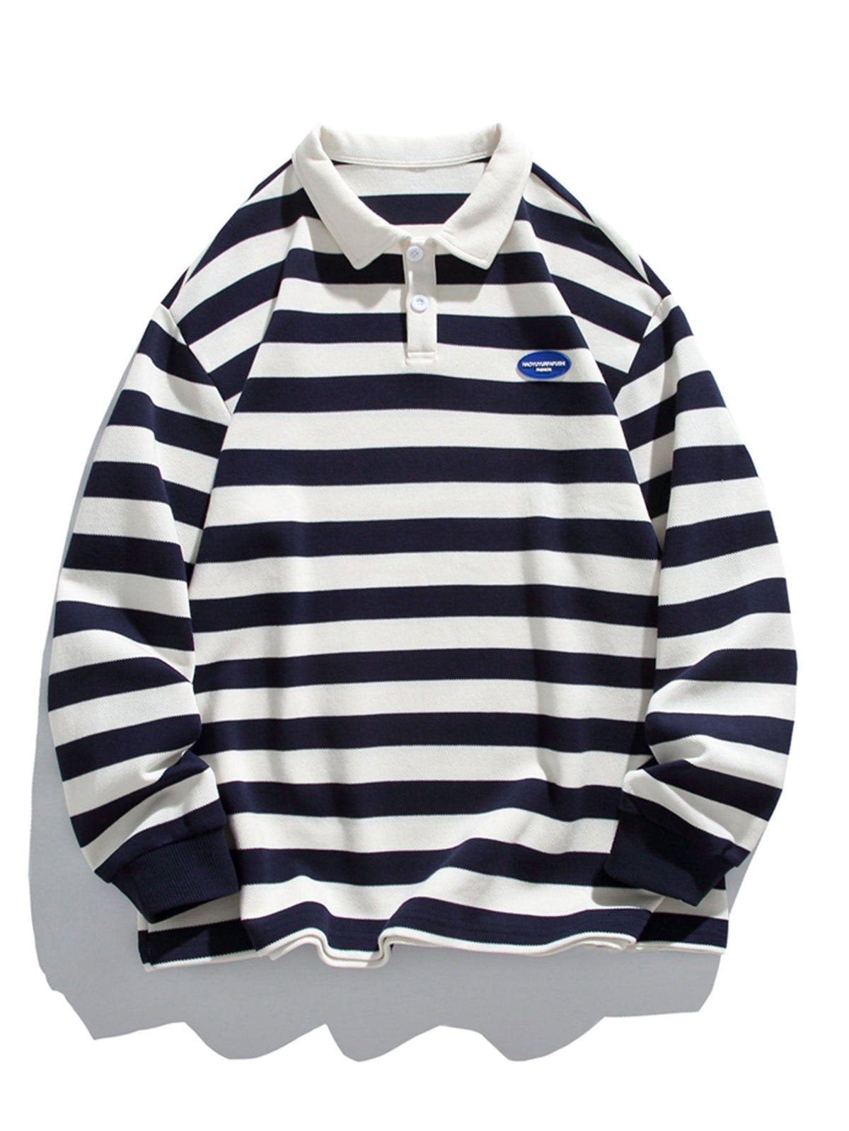 Sebastiaan | Gestreepte polosweater met wafelstructuur en relaxte pasvorm