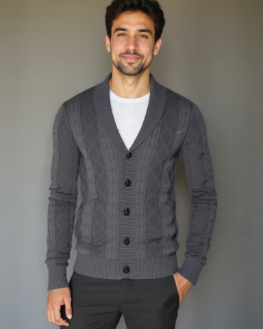 Sierd | Grijs vest met knopen