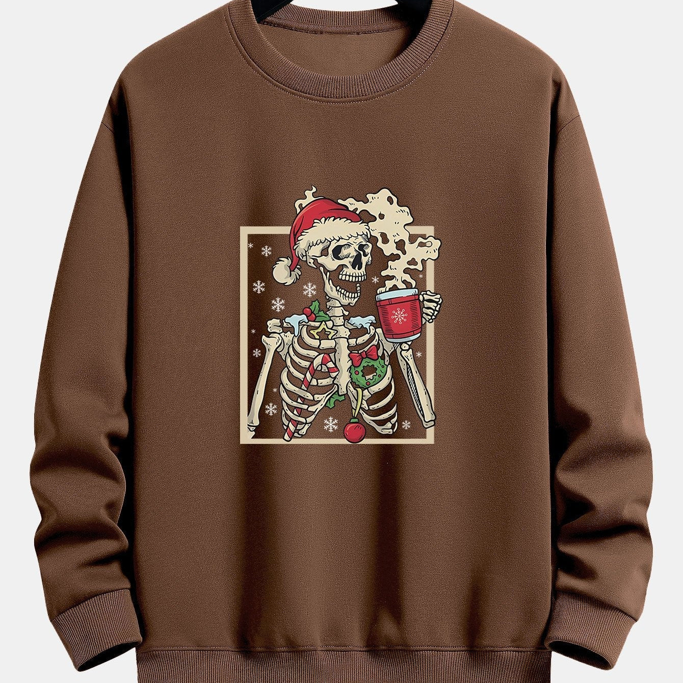 Siem | Kerstsweater met skelet- en koffieprint en relaxte pasvorm