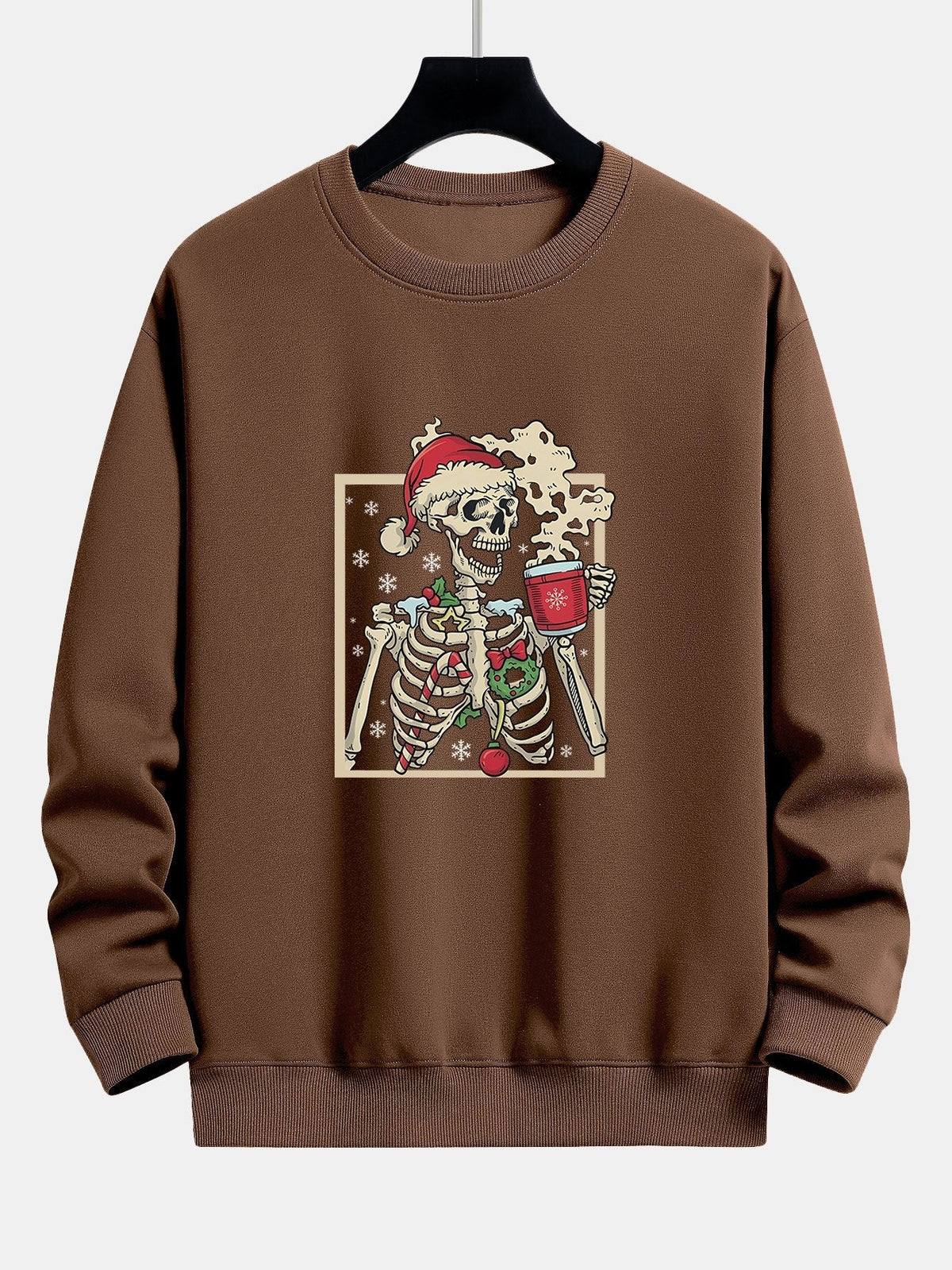 Siem | Kerstsweater met skelet- en koffieprint en relaxte pasvorm