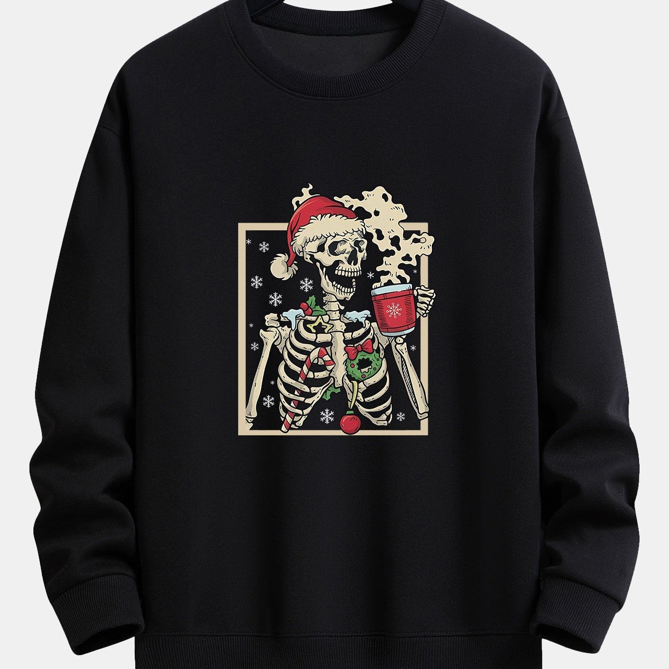 Siem | Kerstsweater met skelet- en koffieprint en relaxte pasvorm