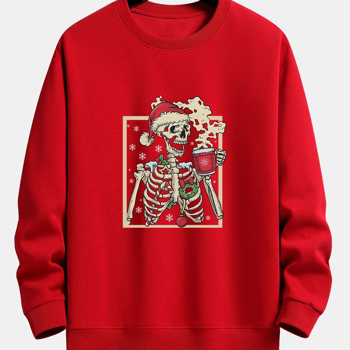 Siem | Kerstsweater met skelet- en koffieprint en relaxte pasvorm