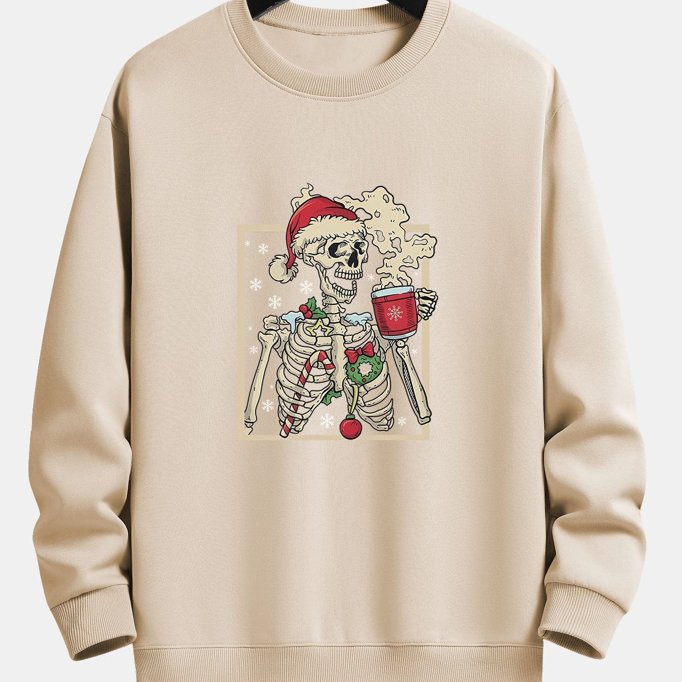 Siem | Kerstsweater met skelet- en koffieprint en relaxte pasvorm