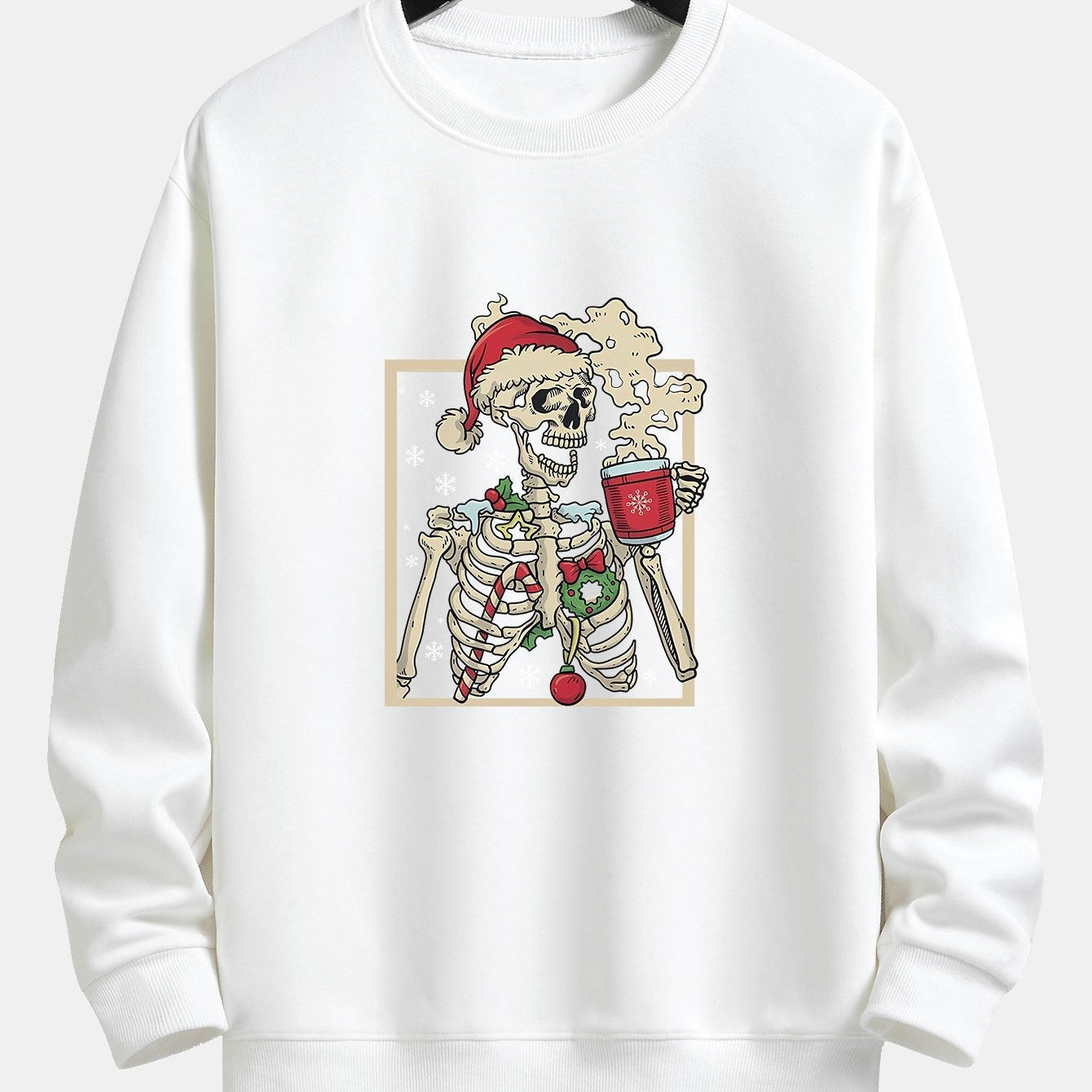 Siem | Kerstsweater met skelet- en koffieprint en relaxte pasvorm