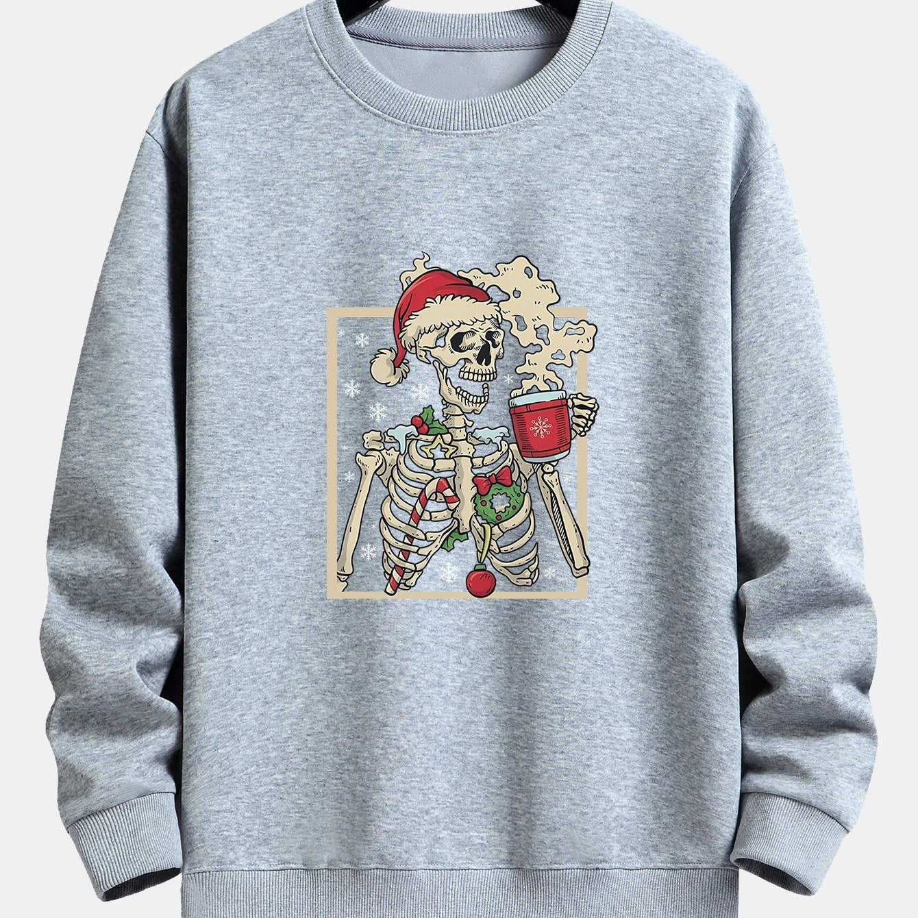 Siem | Kerstsweater met skelet- en koffieprint en relaxte pasvorm